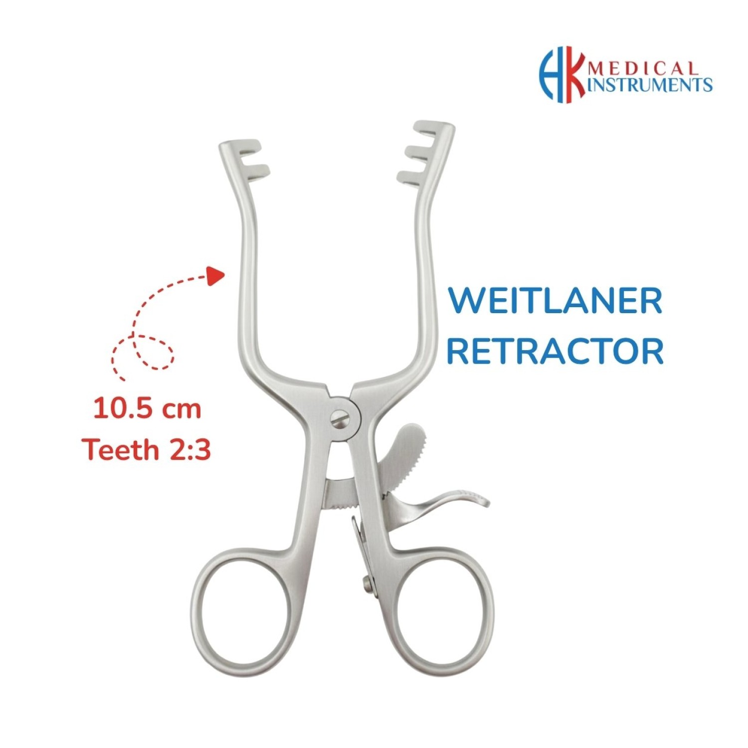 Weitlaner Retractor 10.5 cm / 4-1/4", Teeth 2x3 SH