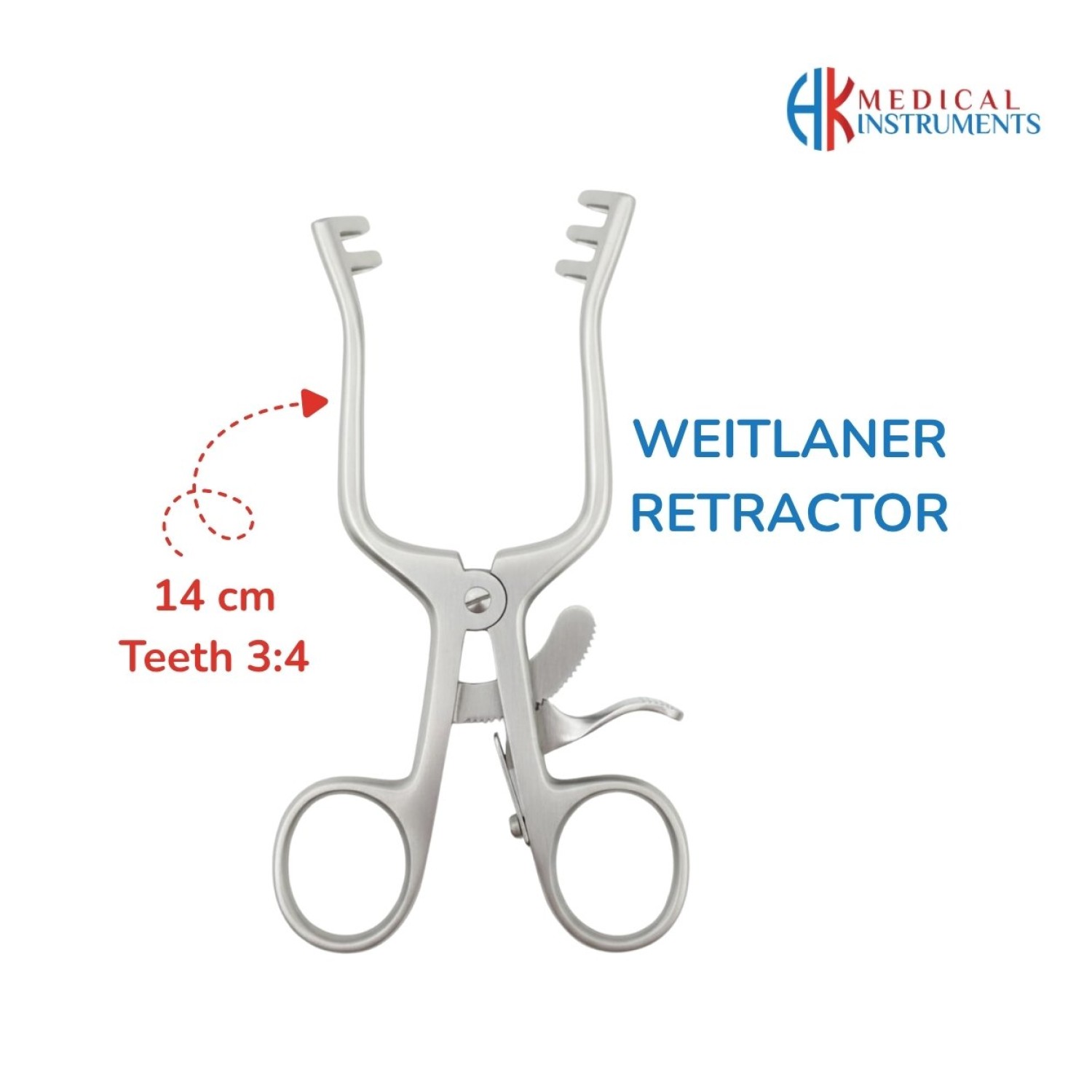 Weitlaner Retractor 14 cm / 5-1/2" Teeth 3:4 Blunt