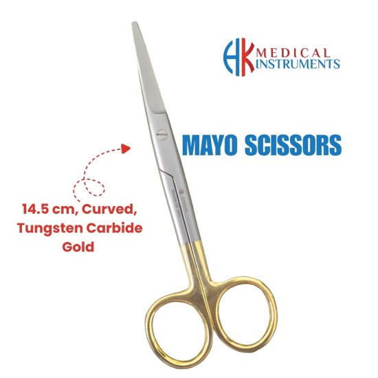 Mayo Scissor, 14.5 cm Curved, TC Gold