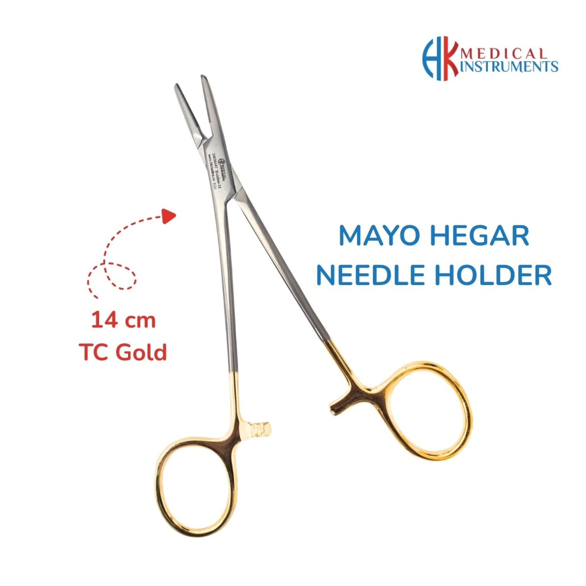 Mayo-Hegar Needle Holder 14 cm / 5-1/4", TC Gold