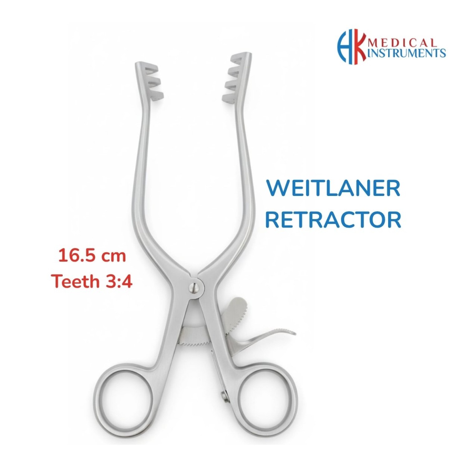 Weitlaner Retractor 16.5 cm / 6-1/2" Teeth 3:4 Blunt