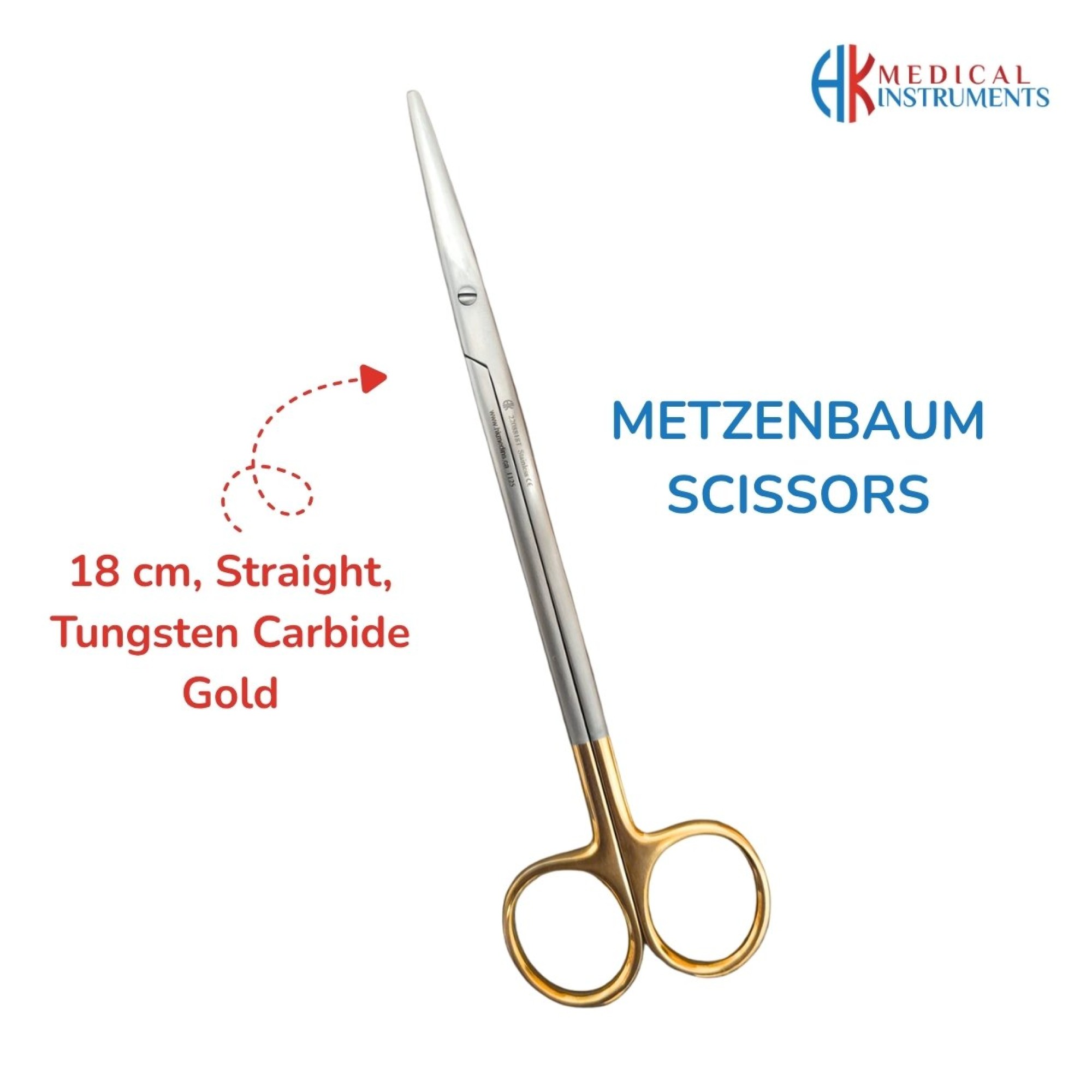 Metzenbaum Scissor, 18 cm Straight, TC Gold Metzenbaum Scissor, 18 cm Straight, TC Gold