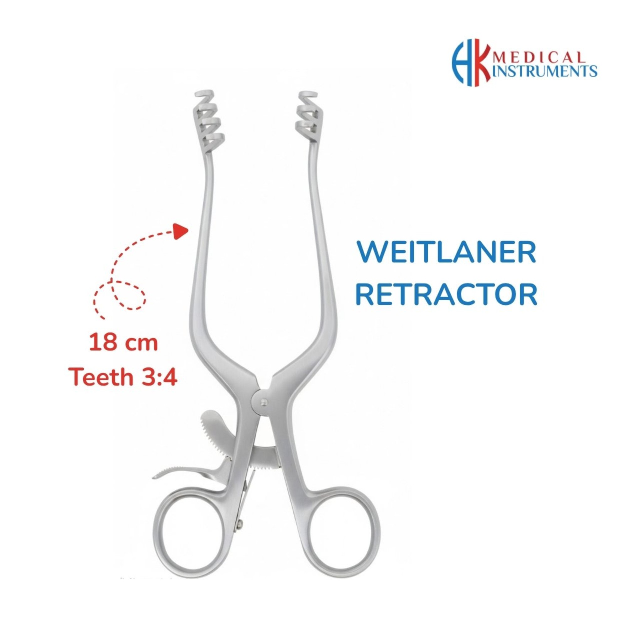 Weitlaner Retractor 18 cm / 7" Teeth 3:4 Blunt 