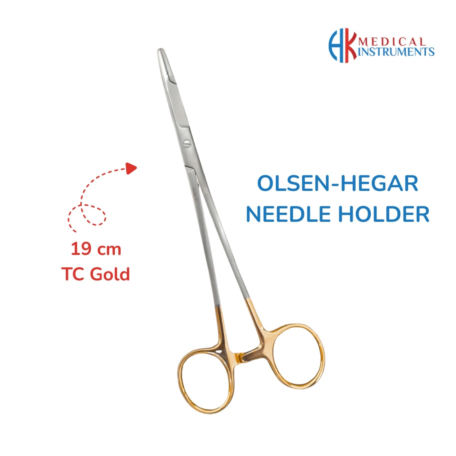 Olsen-Hegar Needle Holder 19 cm / 7-1/2", TC Gold 