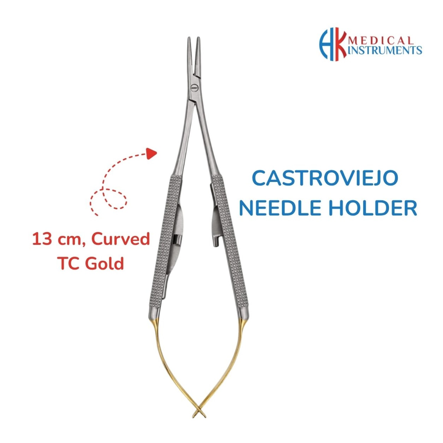 Castroviejo Needle Holder 13 cm / 5-1/4" Straight TC Gold