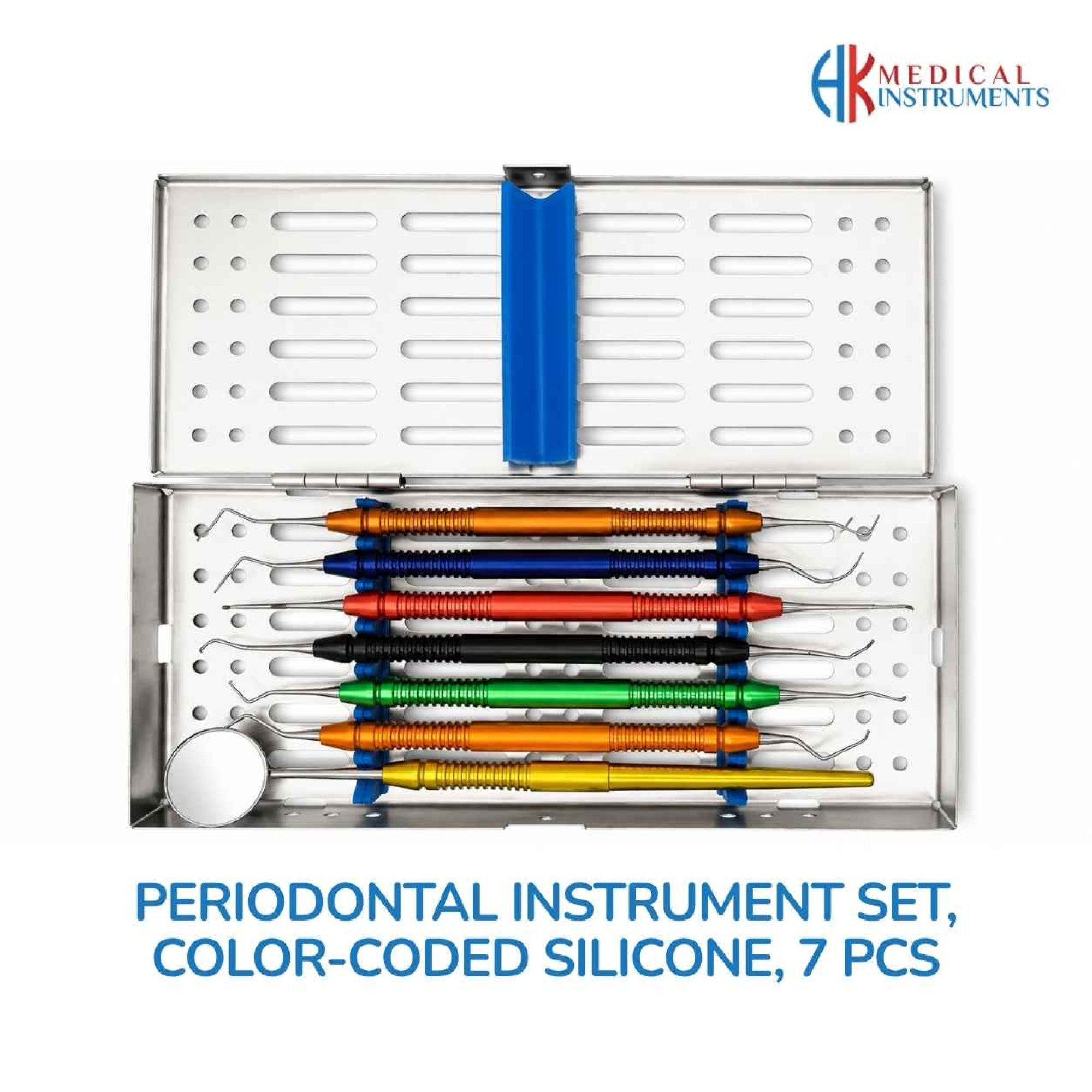 Periodontal Instrument Set, Color-Coded Silicone, 7 Pcs Periodontal Instrument Set, Color-Coded Silicone, 7 Pcs