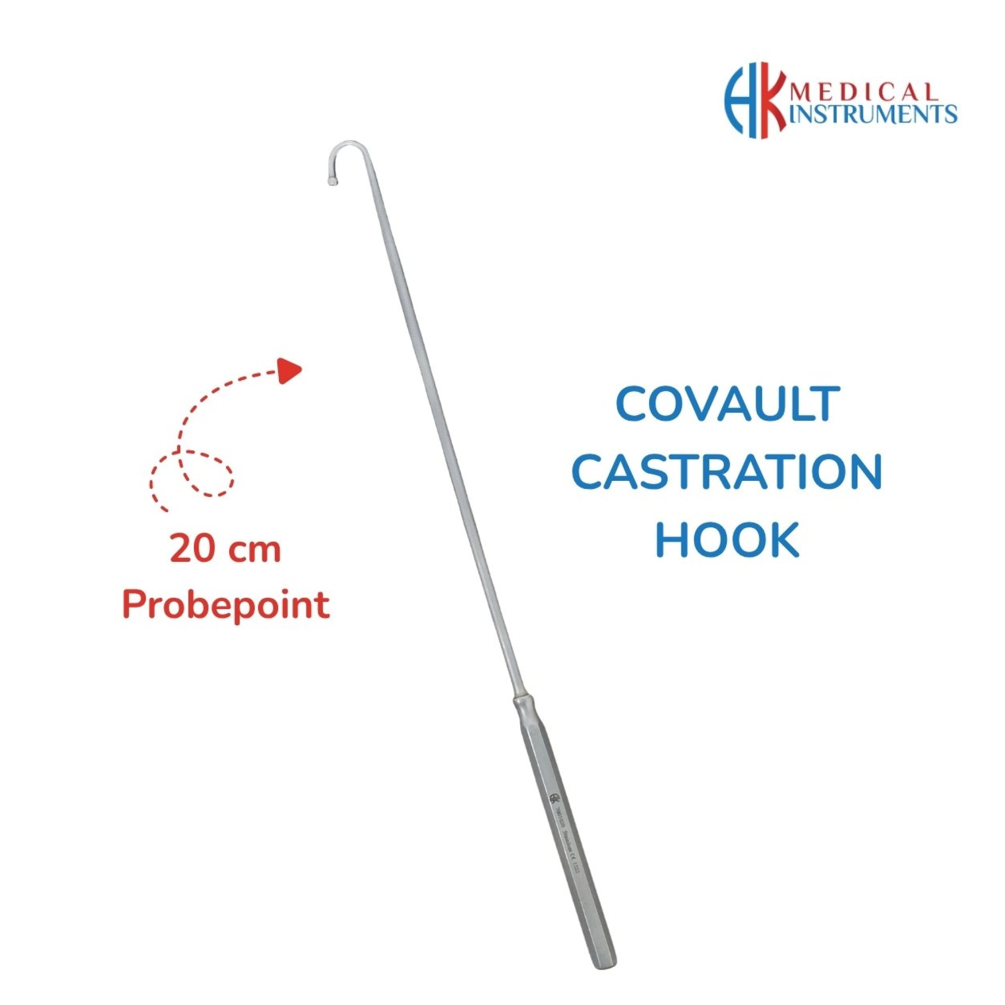Covault Castration Hook 20 cm Probe Point