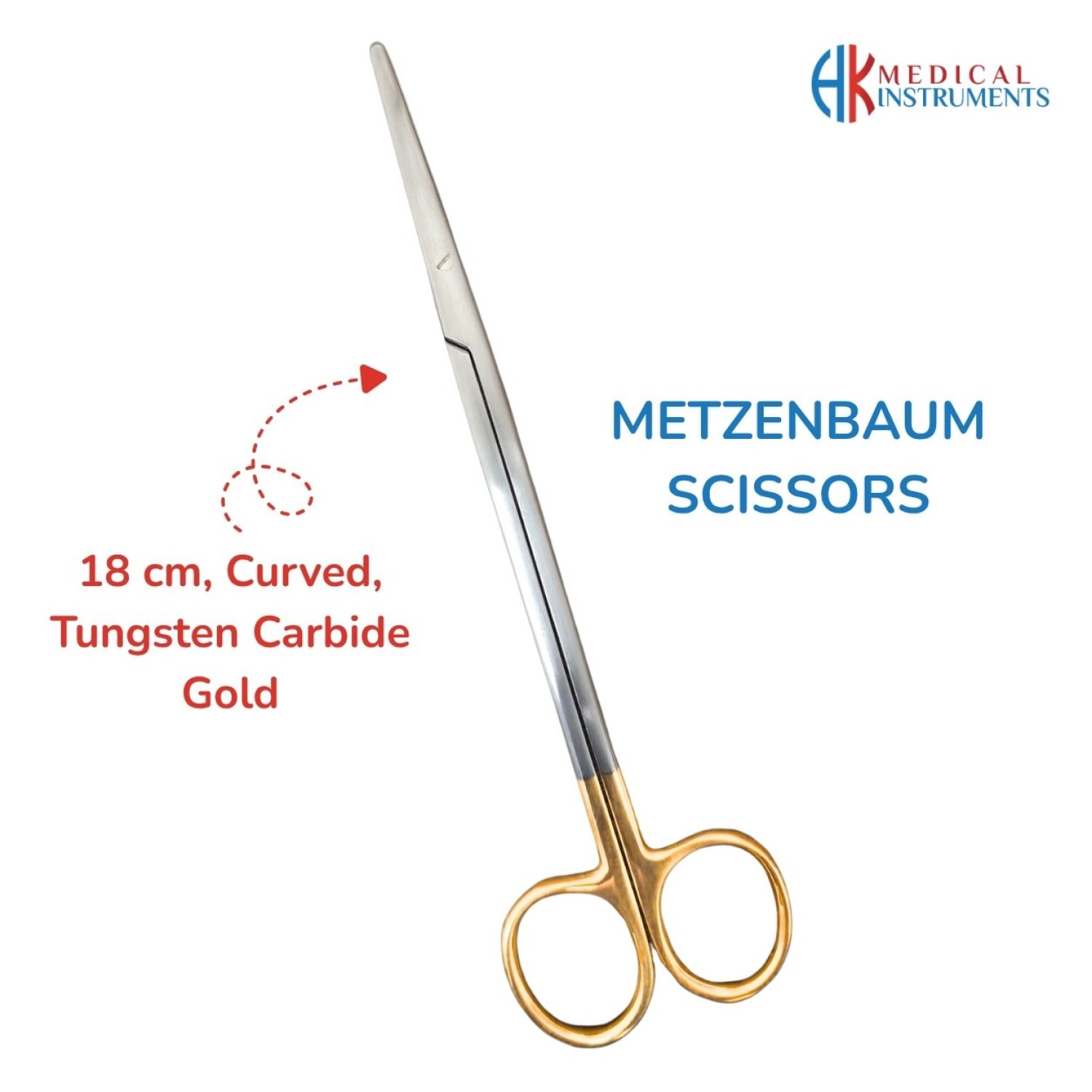 Metzenbaum Scissor, 18 cm Curved, TC Gold Metzenbaum Scissor, 18 cm Curved, TC Gold