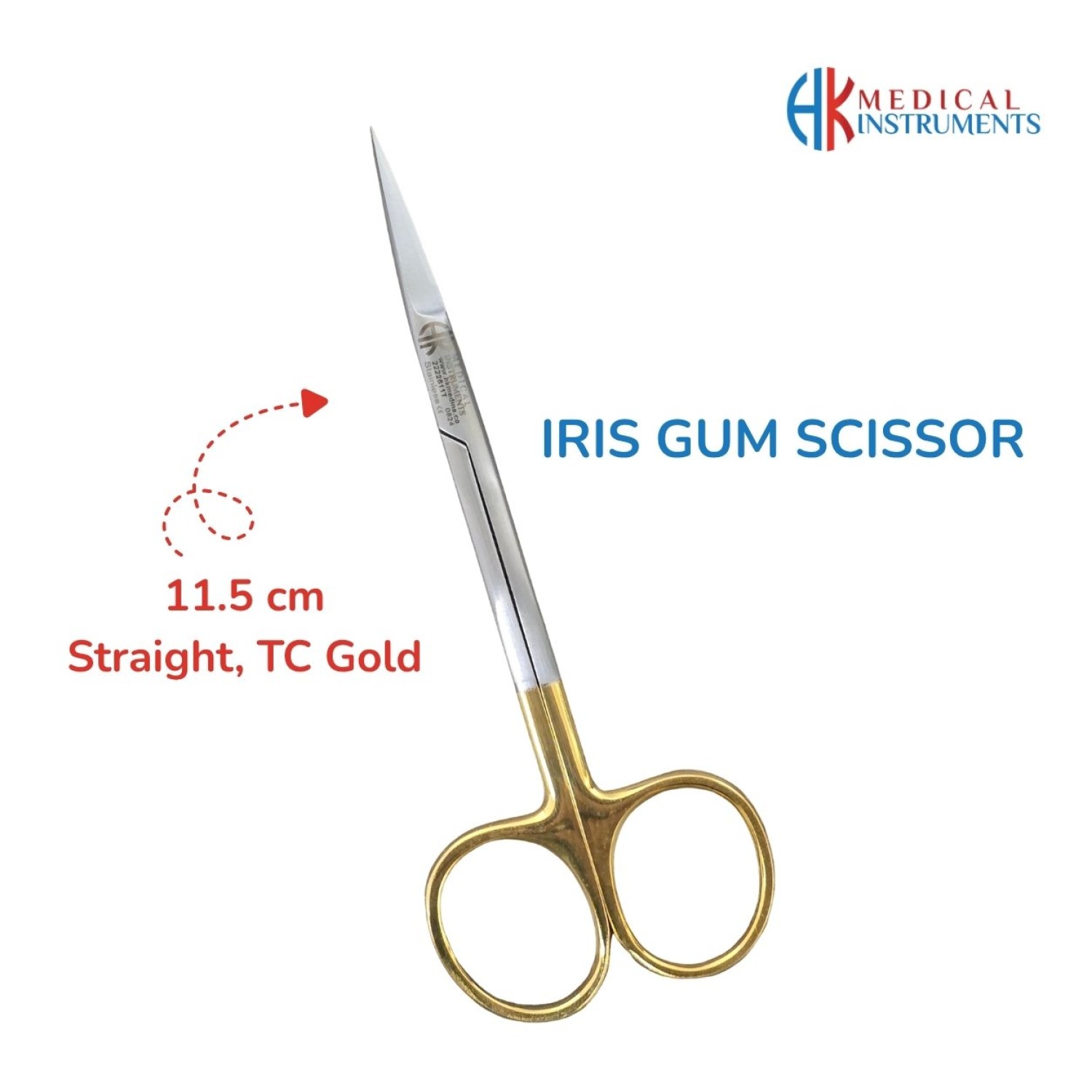 Iris Gum Scissor 11.5 cm / 4-1/2" Straight TC Gold