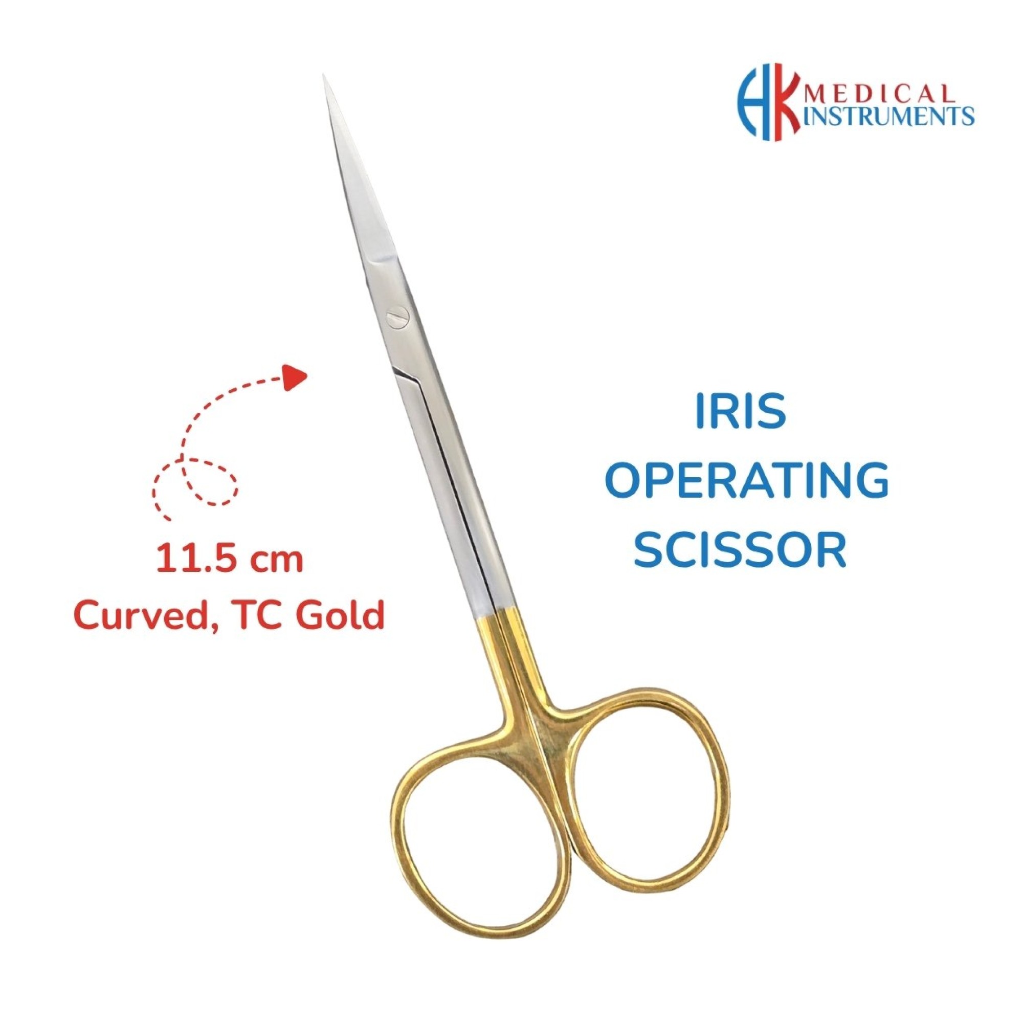 Iris Scissor 11.5 cm / 4-1/2" Curved TC Gold