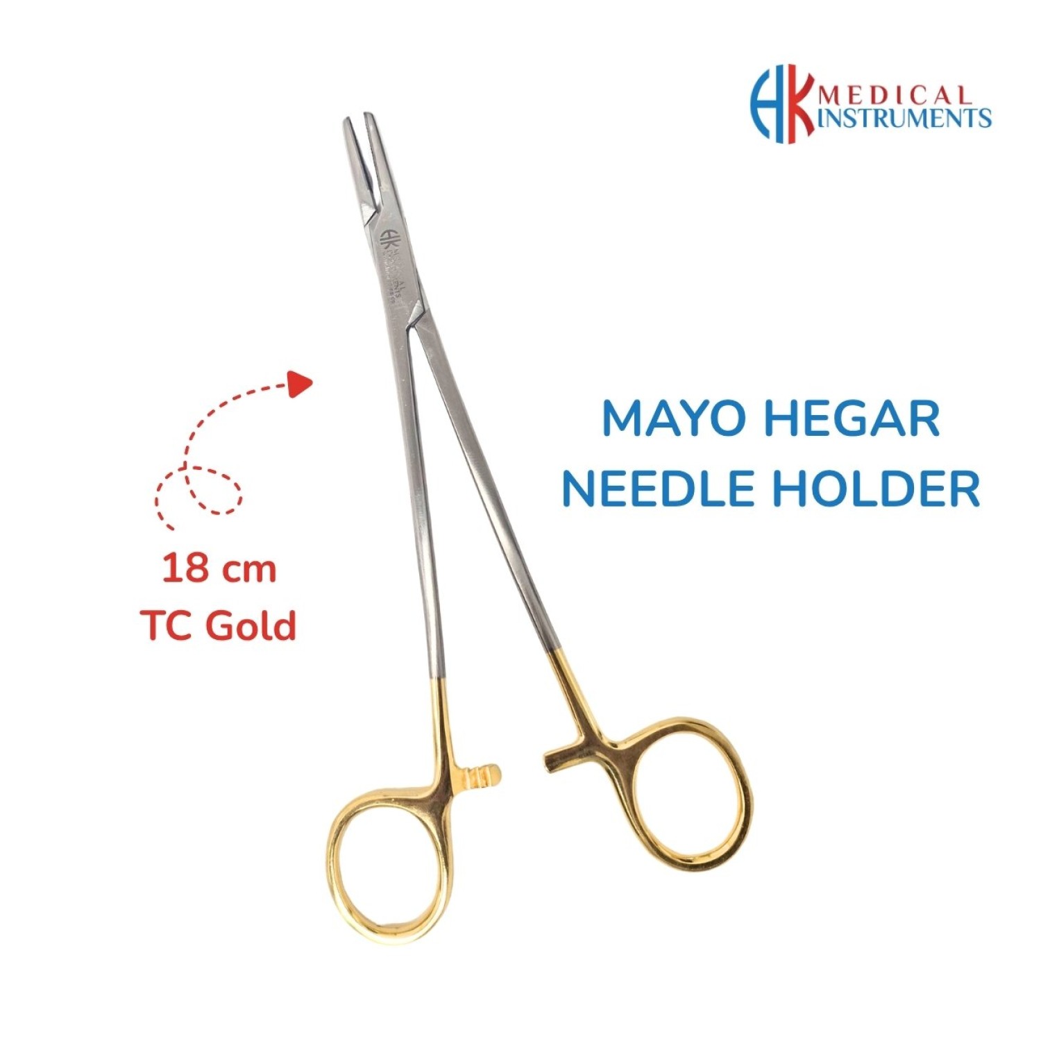 Mayo-Hegar Needle Holder 18 cm / 7", TC Gold