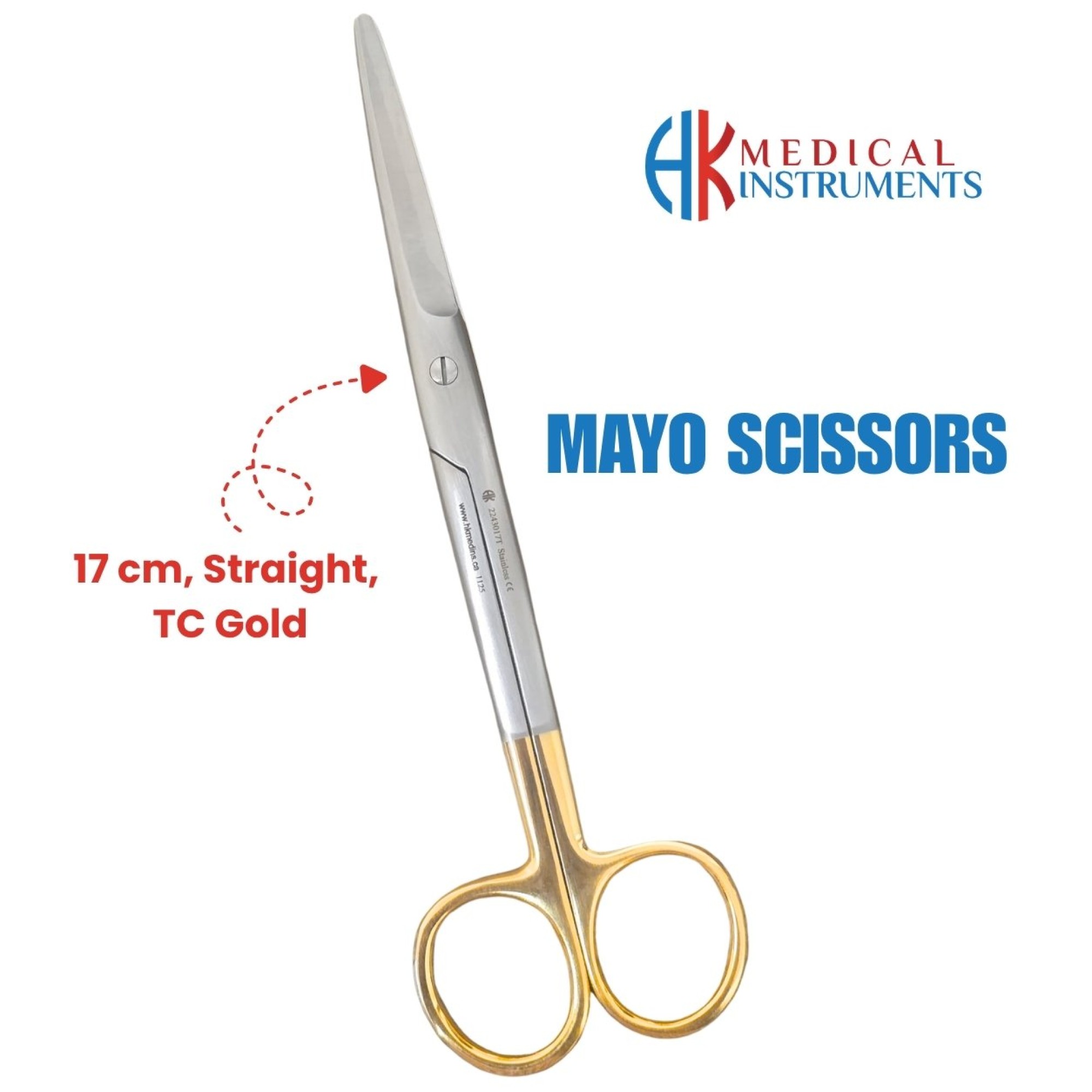 Mayo Scissor, 17 cm Straight, TC Gold Mayo Scissor, 17 cm Straight, TC Gold