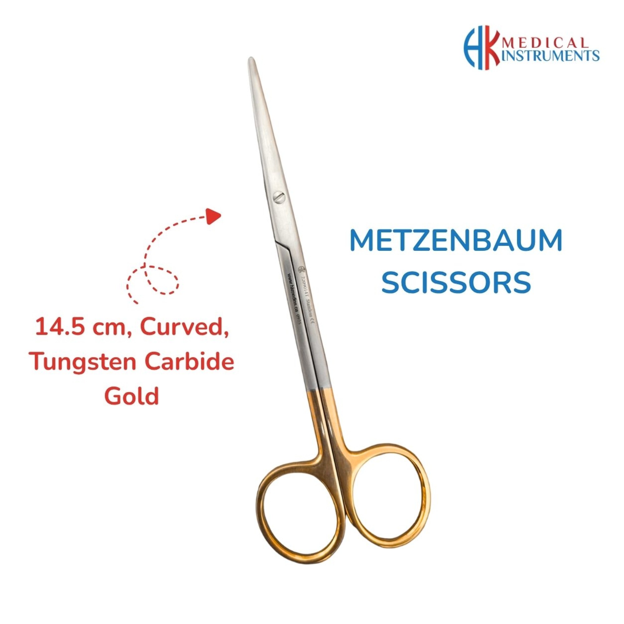 Metzenbaum Scissor, 14.5 cm Curved, TC Gold Metzenbaum Scissor, 14.5 cm Curved, TC Gold