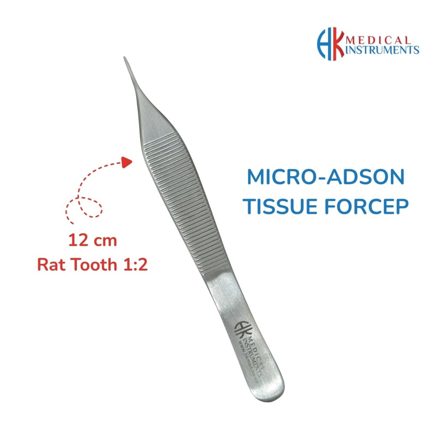 Micro-Adson Tissue Forcep 12 cm / 4-3/4" Rat Tooth 1:2