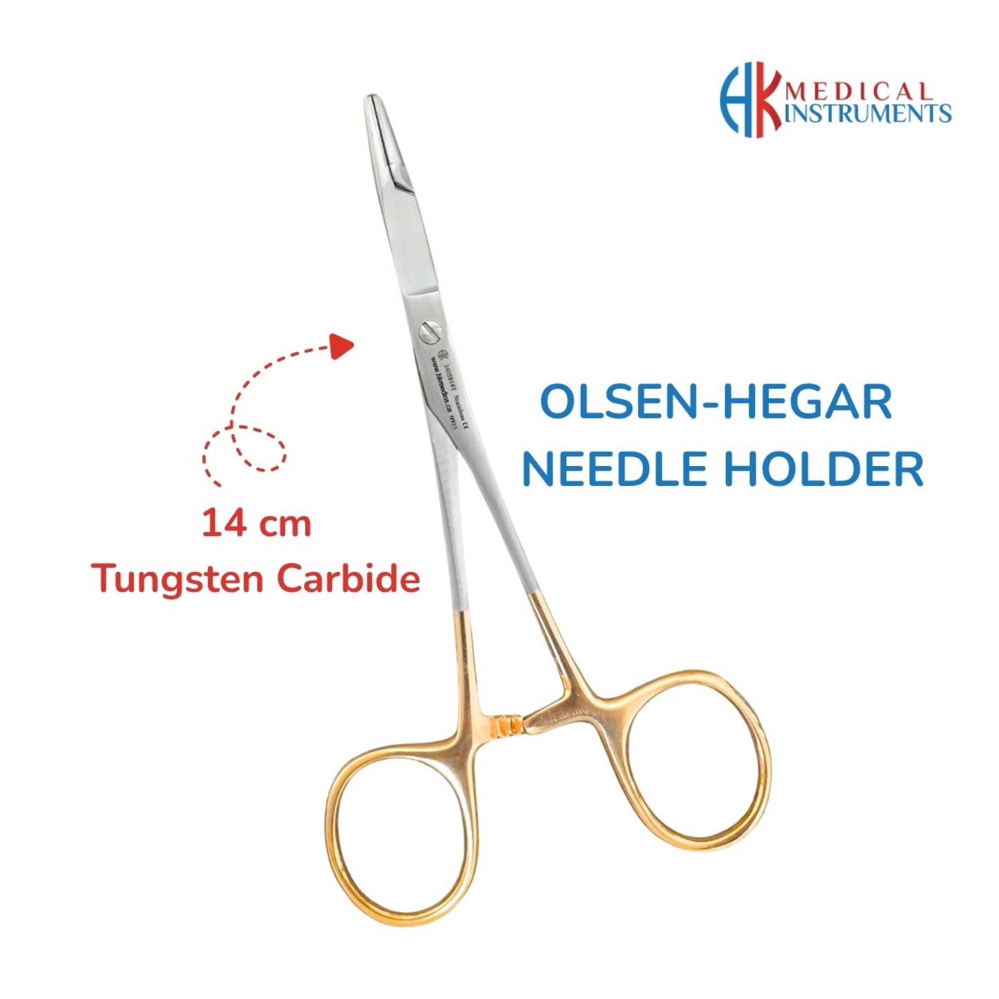 Olsen-Hegar Needle Holder 14 cm 5-1/2", TC Gold