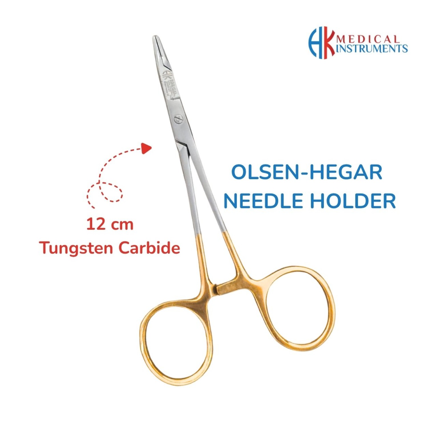 Olsen-Hegar Needle Holder 12 cm 4-3/4", TC Gold
