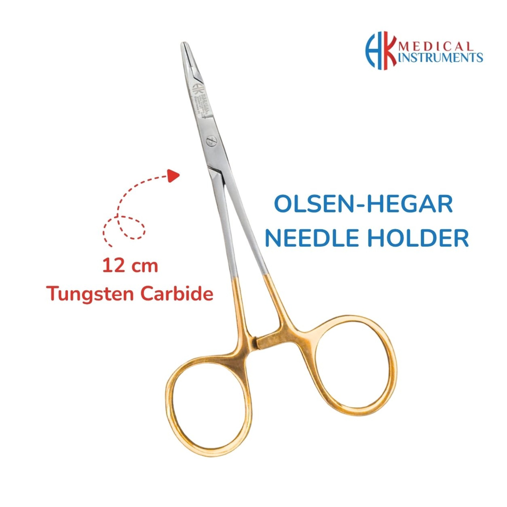 Olsen-Hegar Needle Holder 12 cm 4-3/4", TC Gold Olsen-Hegar Needle Holder 12 cm 4-3/4", TC Gold