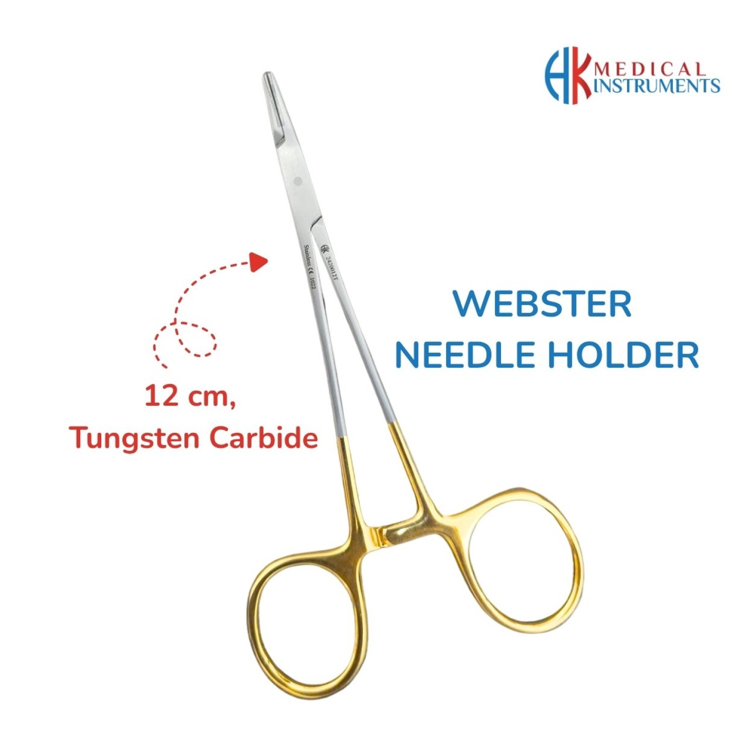 Webster Needle Holder 12 cm / 4-3/4" Delicate, TC Gold