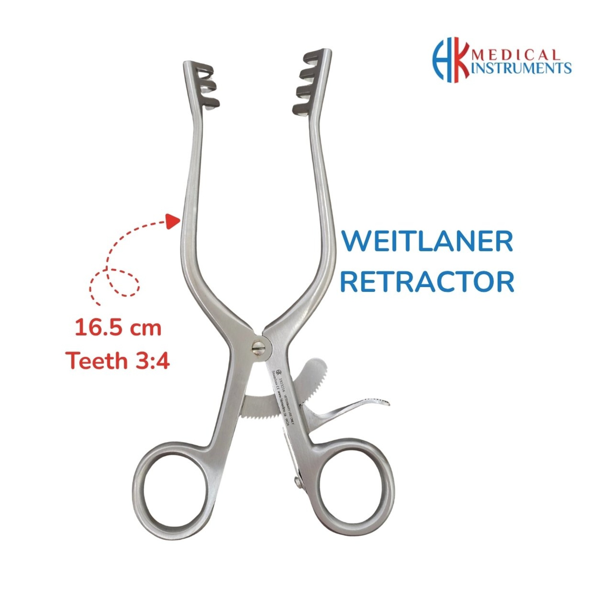 Weitlaner Retractor 16.5 cm / 6-1/2" Teeth 3:4 Blunt