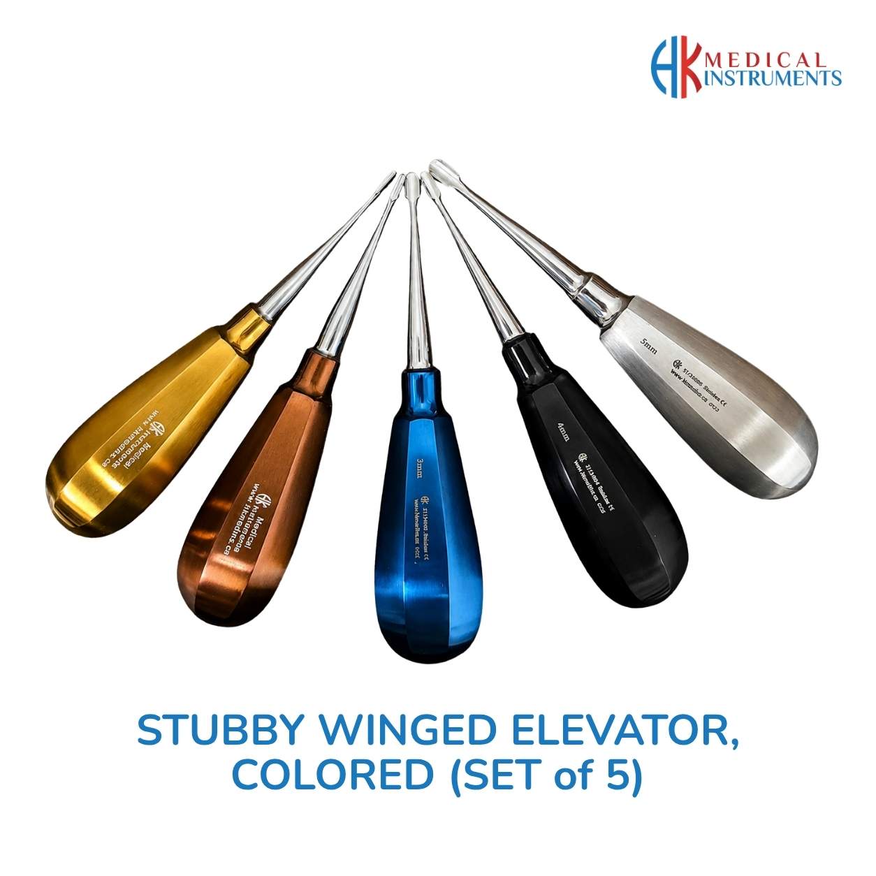 Stubby Winged Elevator Set, Colored, 5 Pcs